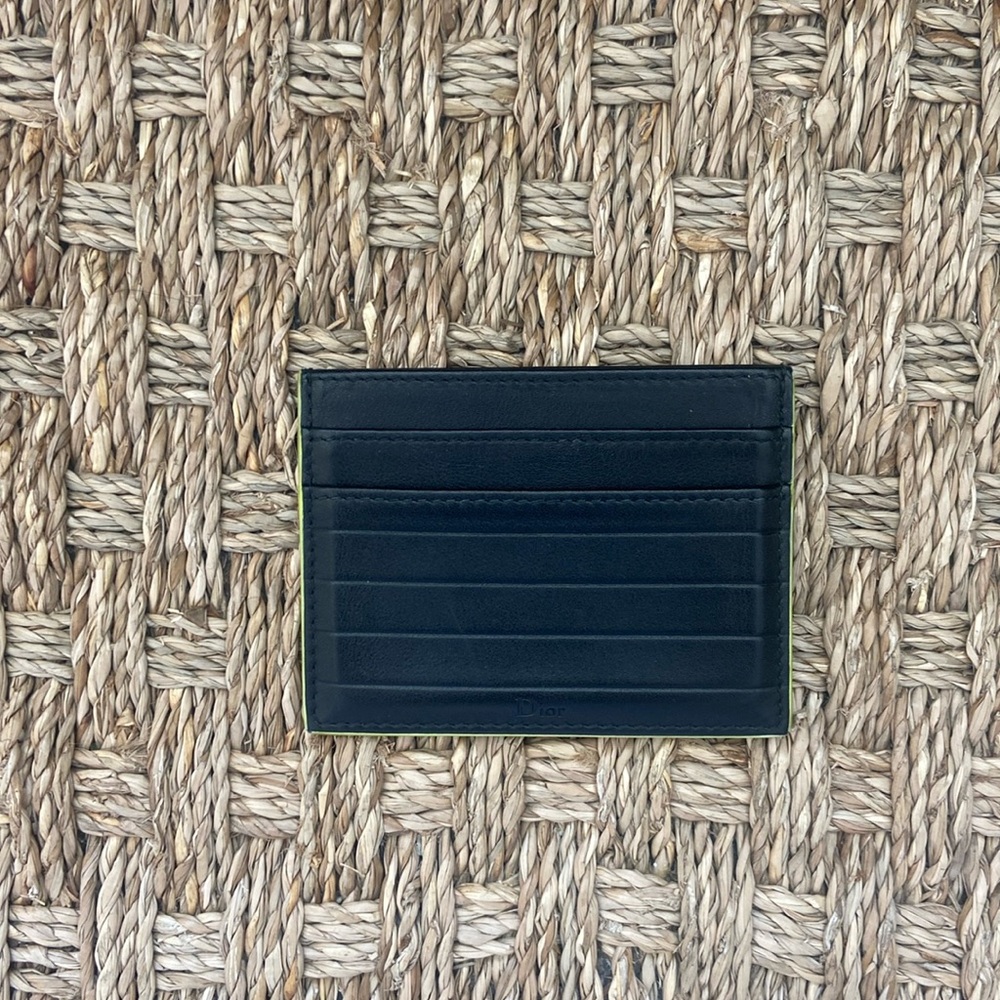 DIOR blk/ fluorescent green cardholder. Good condition!